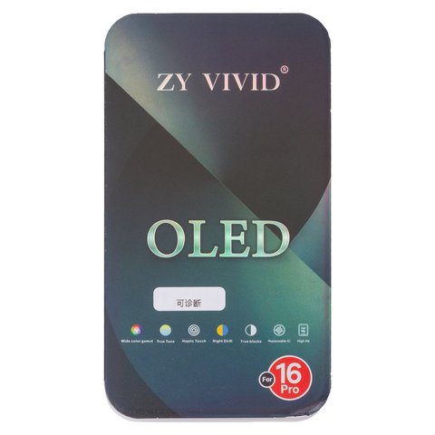 Дисплей для iPhone 16, чорний, з рамкою, без помилки, (OLED) hard diagnosable, ZY-OLED Прев'ю 1