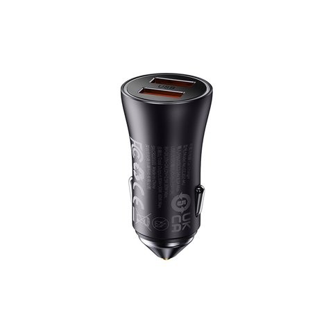 Car Charger Baseus Golden Contactor Max, (gray, Quick Charge, 60 W, 8 A, 2 outputs, 12-24 V) #CGJM000013 Preview 1
