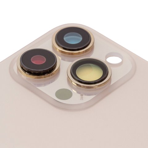 Housing Back Cover compatible with iPhone 13 Pro, (golden, with camera lens, Gold, small hole) Preview 1