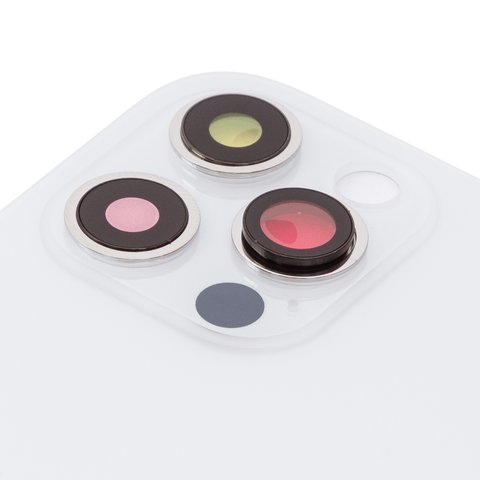 Housing Back Cover compatible with iPhone 12 Pro, (white, silver, with camera lens, small hole, silver) Preview 1
