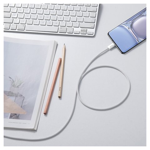 USB кабель Baseus Dynamic Series, 2xUSB тип-C, 100 см, 100 Вт, білий, в нейлоновому обплетенні, #CALD000202 Прев'ю 2