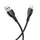 USB кабель Borofone BX51, USB тип-A, Lightning, 100 см, 2,4 А, чорний, #6931474743893 Прев'ю 2