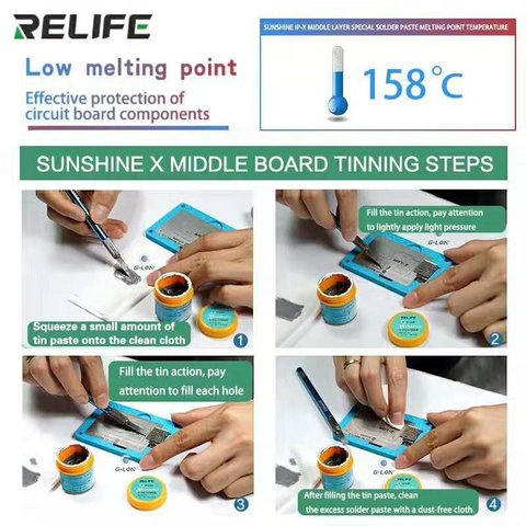 BGA паста RELIFE SP-X, Sn 42%, Bi 58%, 158 °C, 50 г Прев'ю 5