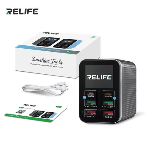 Мережевий зарядний пристрій RELIFE Q4, 72 Вт, Quick Charge, Power Delivery (PD), 6 портів Прев'ю 6